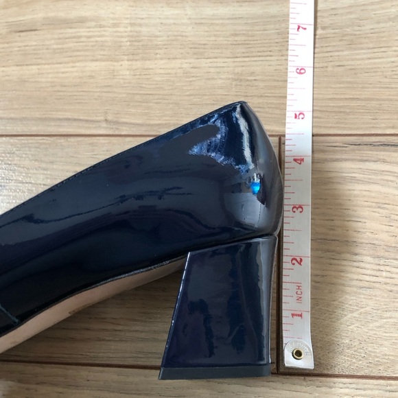 Women’s Scarlet Dark Blue Square toe Leather High Heel Pumps Shoes size 38.5 - Picture 12 of 13